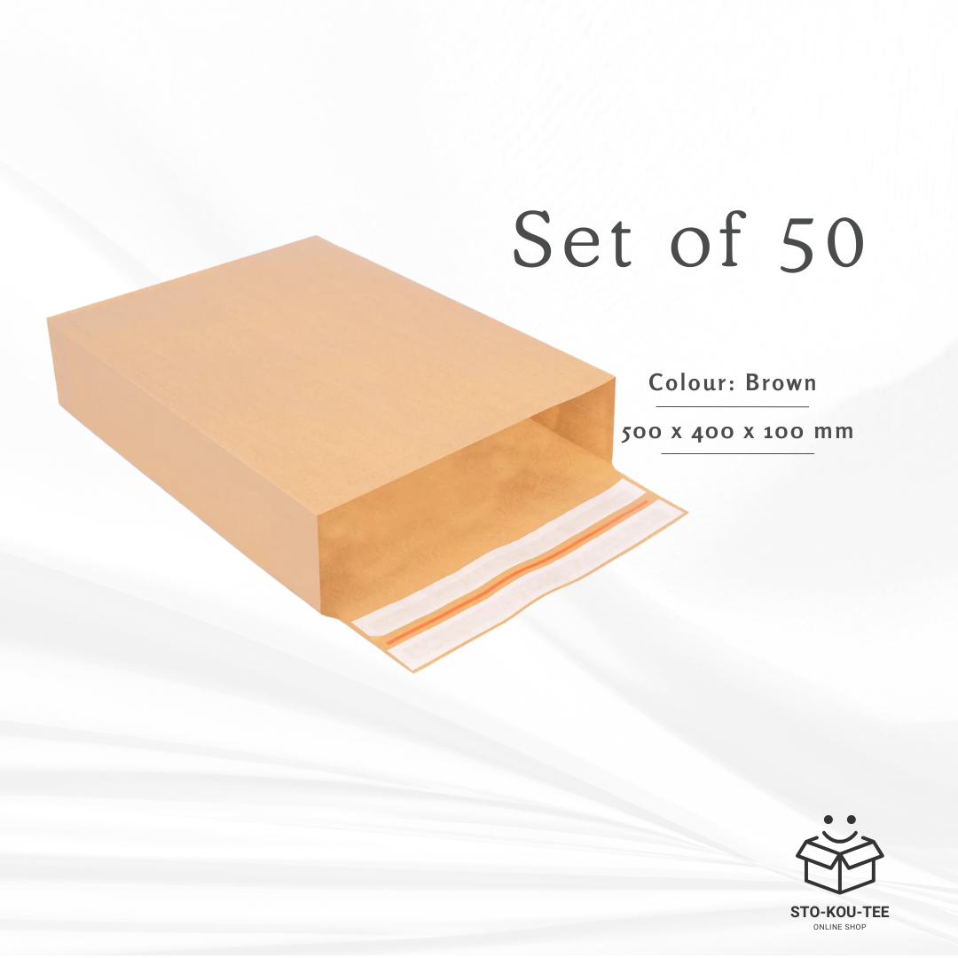 Folding bags with double adhesive and tear strip
