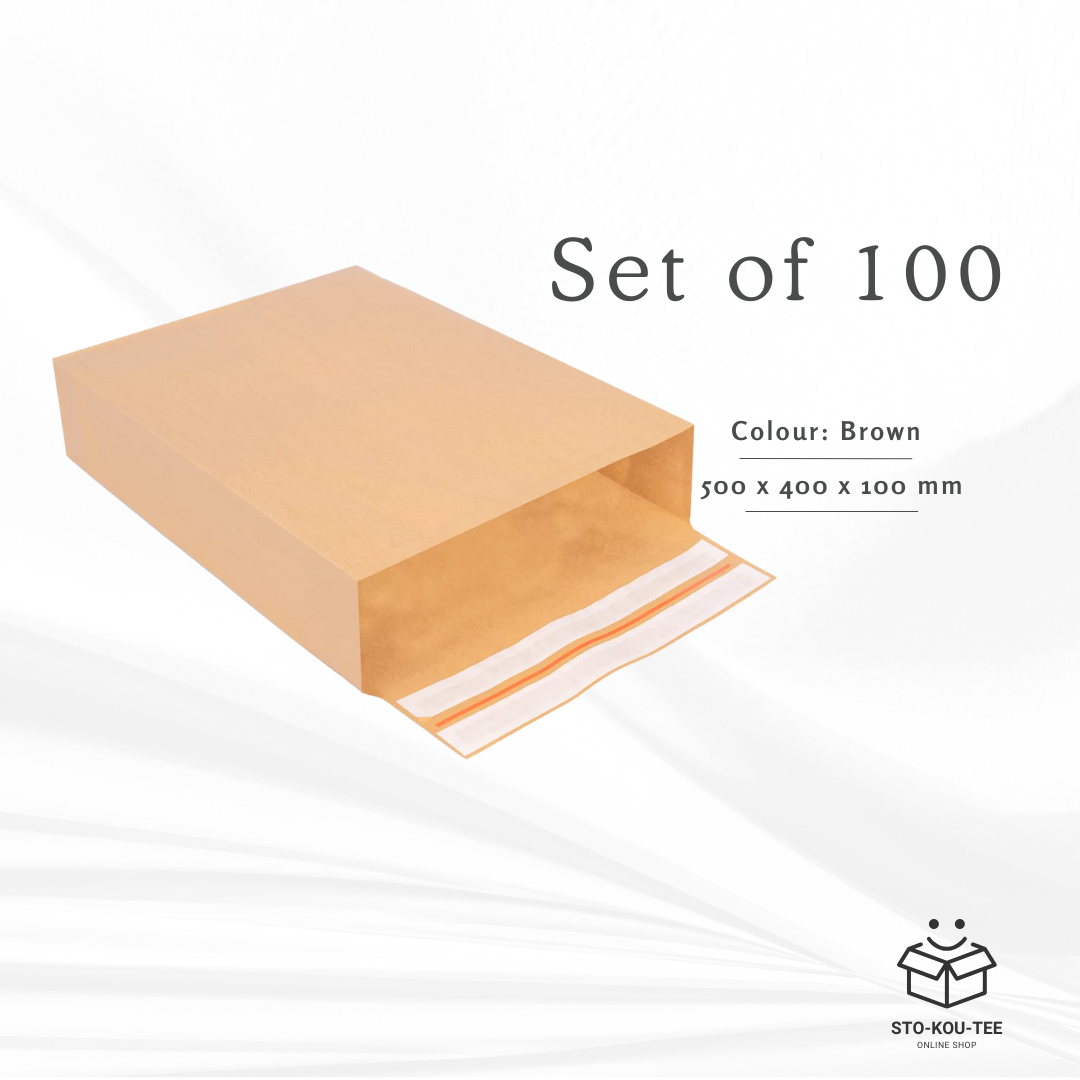 Folding bags with double adhesive and tear strip