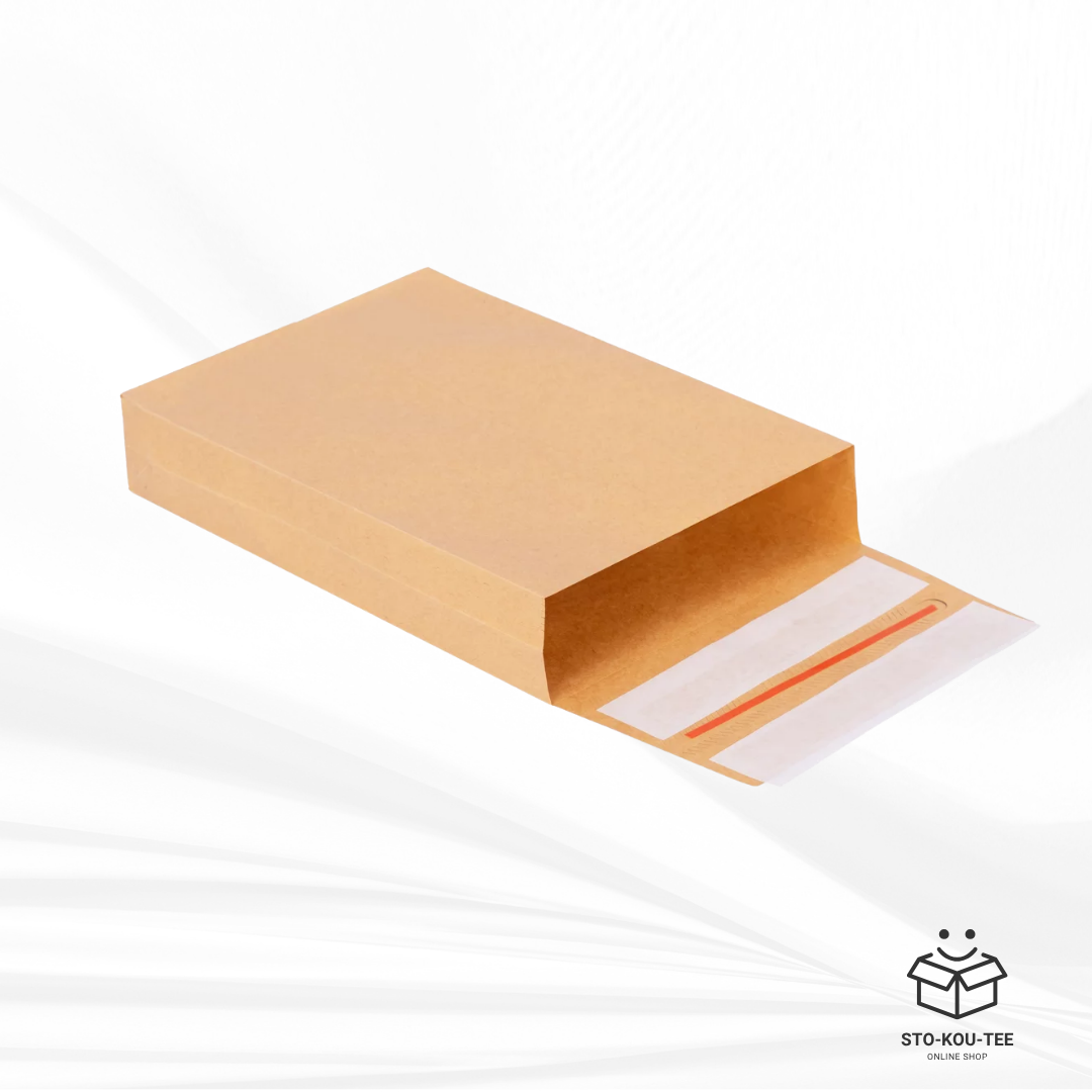Folding bags with double adhesive and tear strip