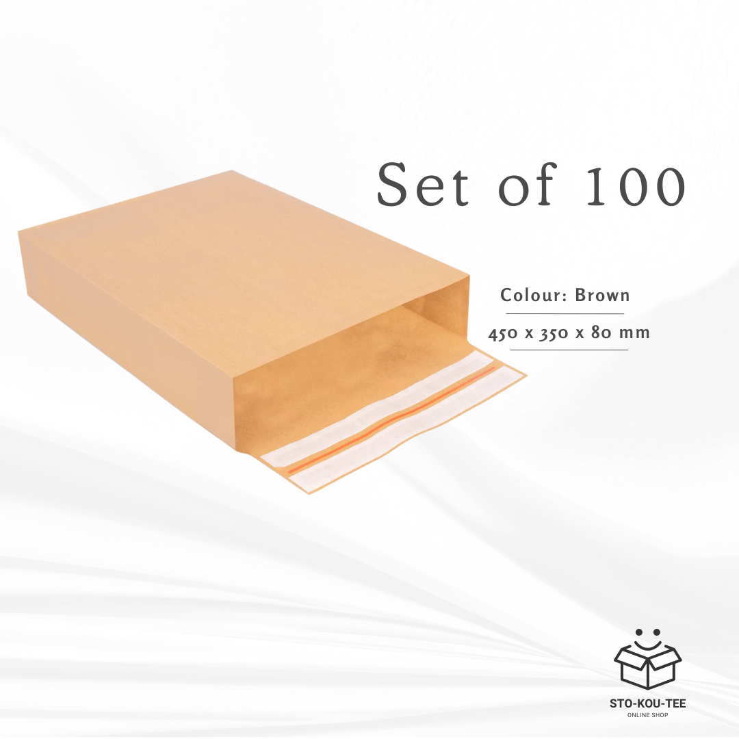 Folding bags with double adhesive and tear strip